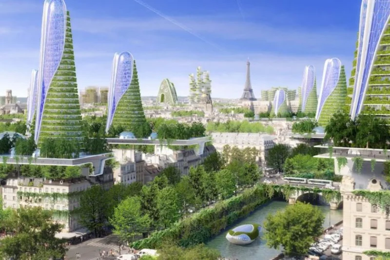 Cidade com revitalização urbana integrada e espaços verdes