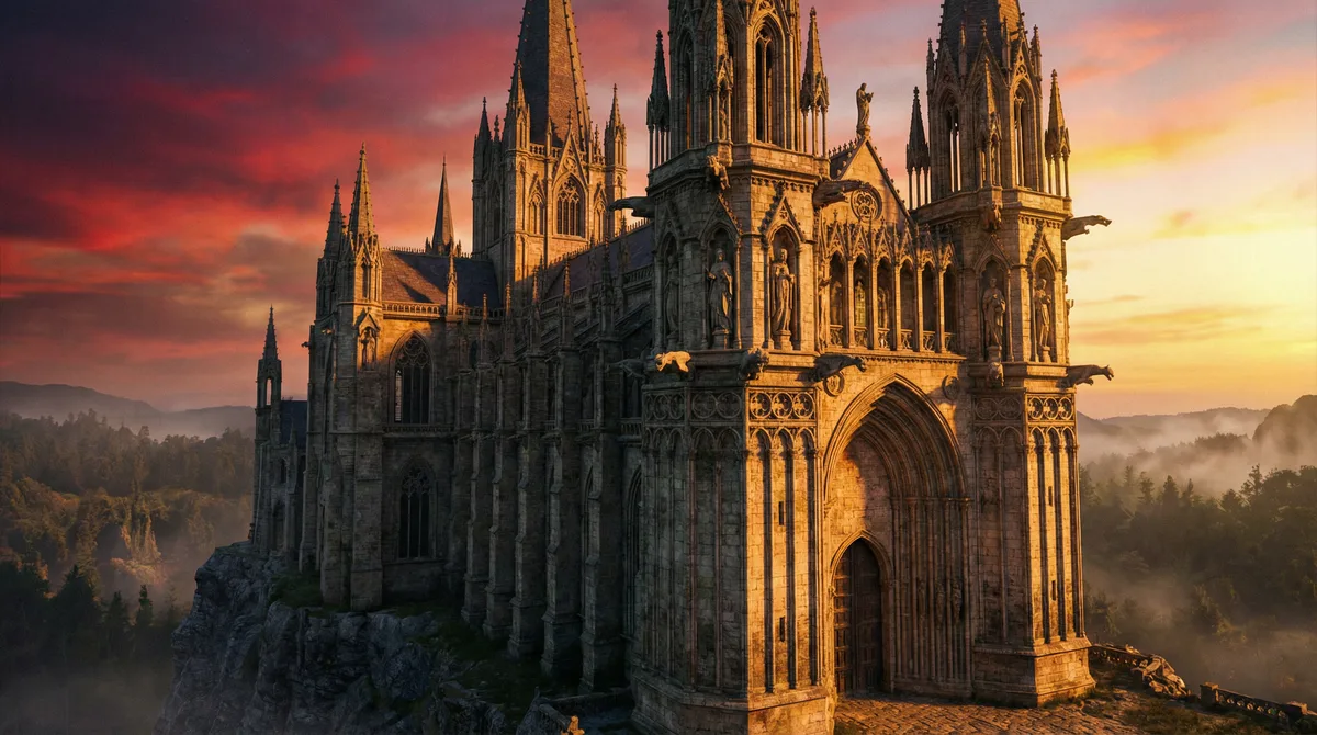 A Majestade da Arquitetura Medieval: Uma Jornada pelos Estil