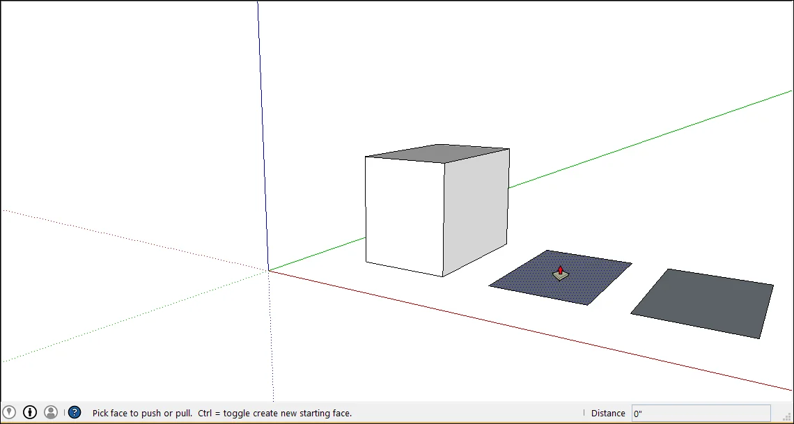 Ferramenta Push/Pull do SketchUp extrudando face 2D para criar volume 3D
