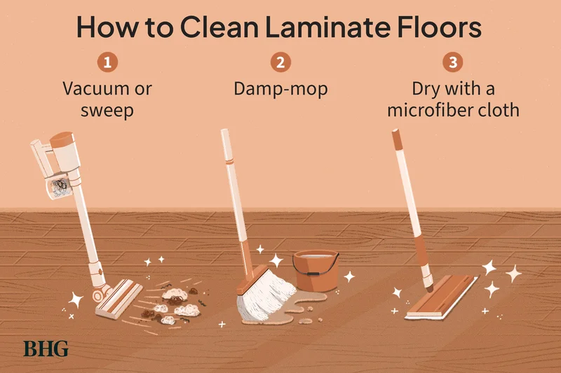 Pessoa limpando o piso laminado com um pano levemente umedecido em um rodo.