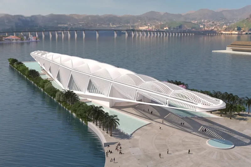 Museu do Amanhã, no Rio de Janeiro, com sua cobertura móvel de painéis solares.